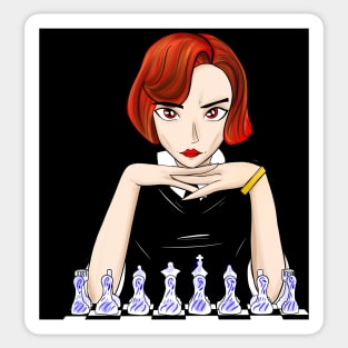 queen gambit in black chess game Sticker